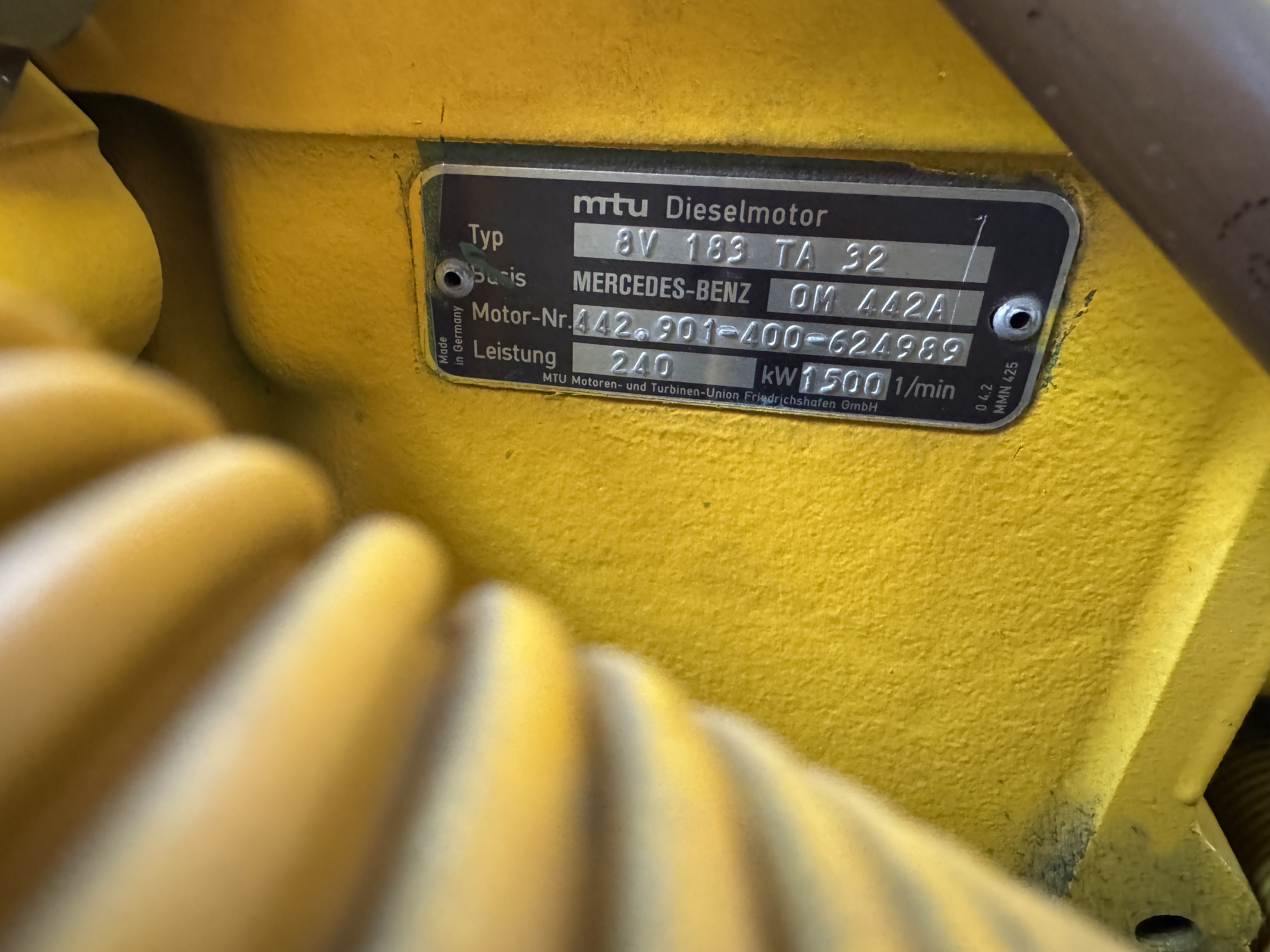 Used Merceders / MTU – 8V183 TA 32 – OM 442A – Anton Piller NKT 320-4 -265KVA