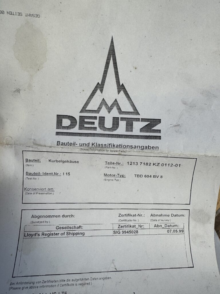 Used CYLINDER BLOCK MWM TBD 604-BV8 - P/N 12137183