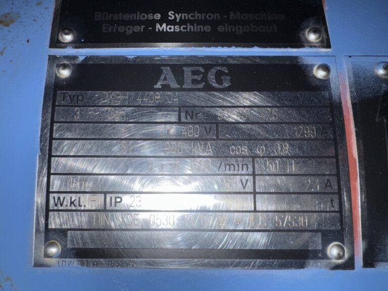 Used 1993 MTU 8V396TB34R / AEG DIESEL GEN.SET 815 KVA