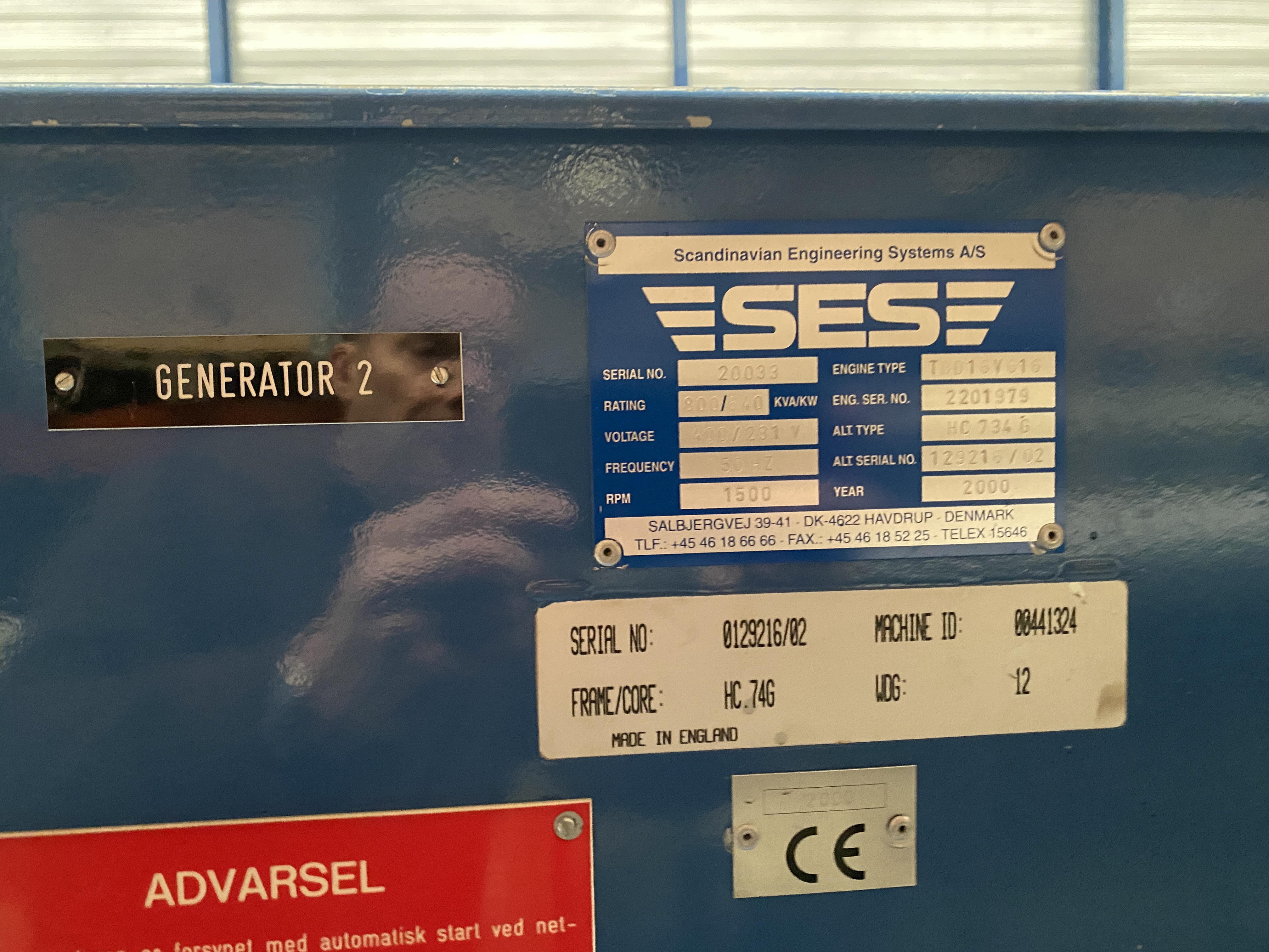 Used 2000 DEUTZ TBD 616-V16 / STAMFORD GEN. SET 800 KVA