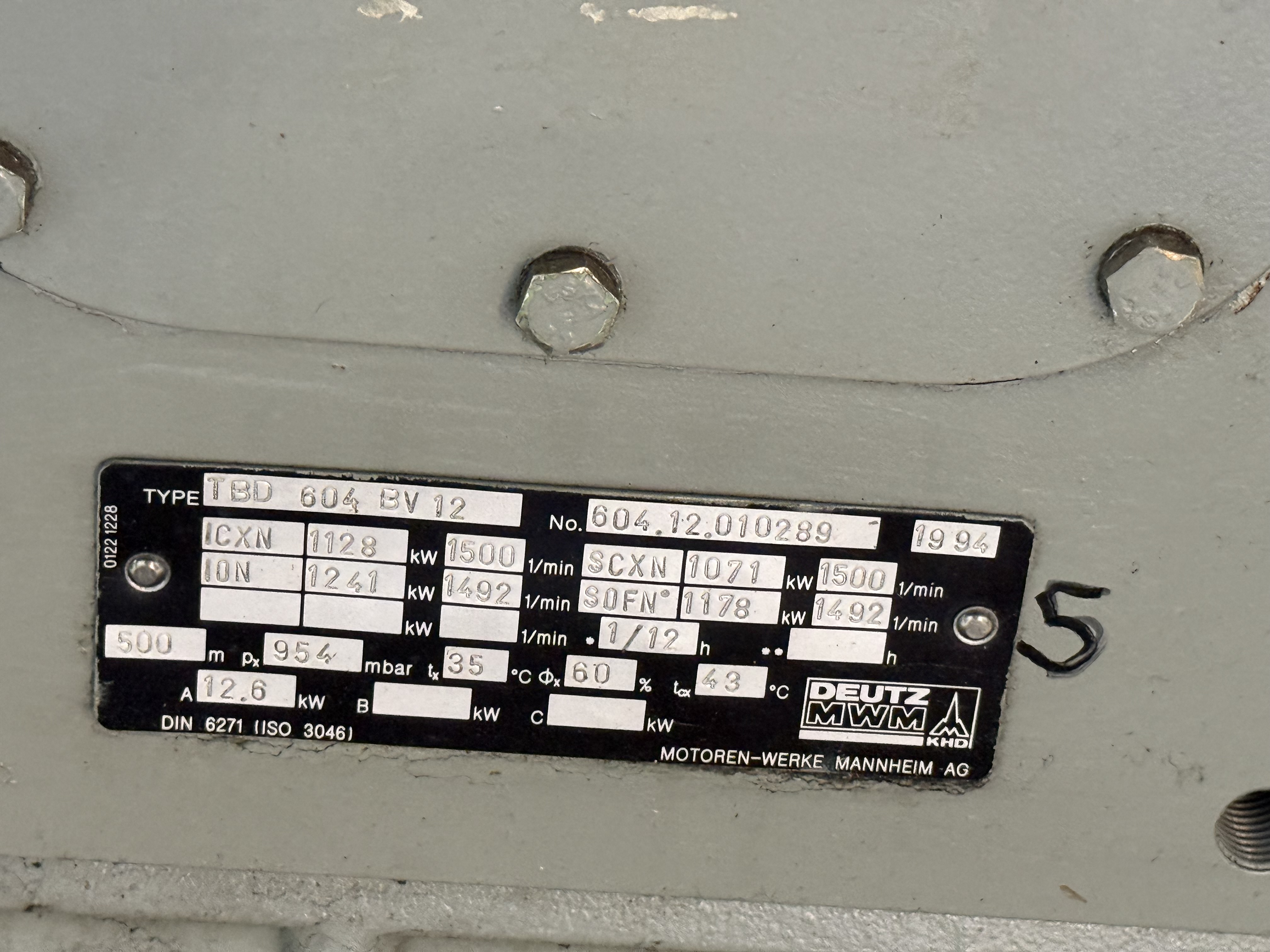 Used DEUTZ MWM TBD 604-BV12