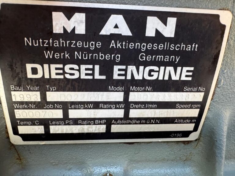 Used 1993 MAN D0226MTE / AEM DIESEL GEN.SET 63KVA