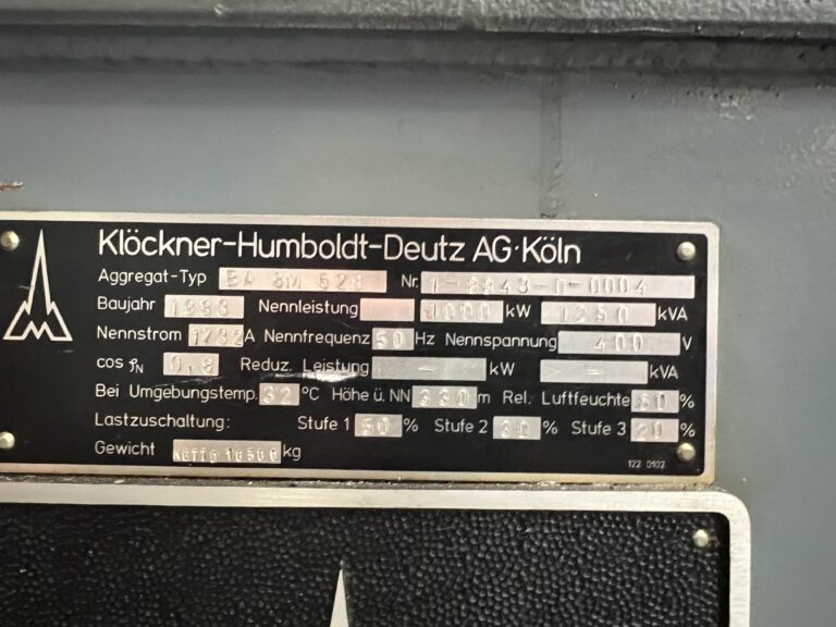 Used 1983 DEUTZ BA8M528 / BBC GEN SET 1200 KVA