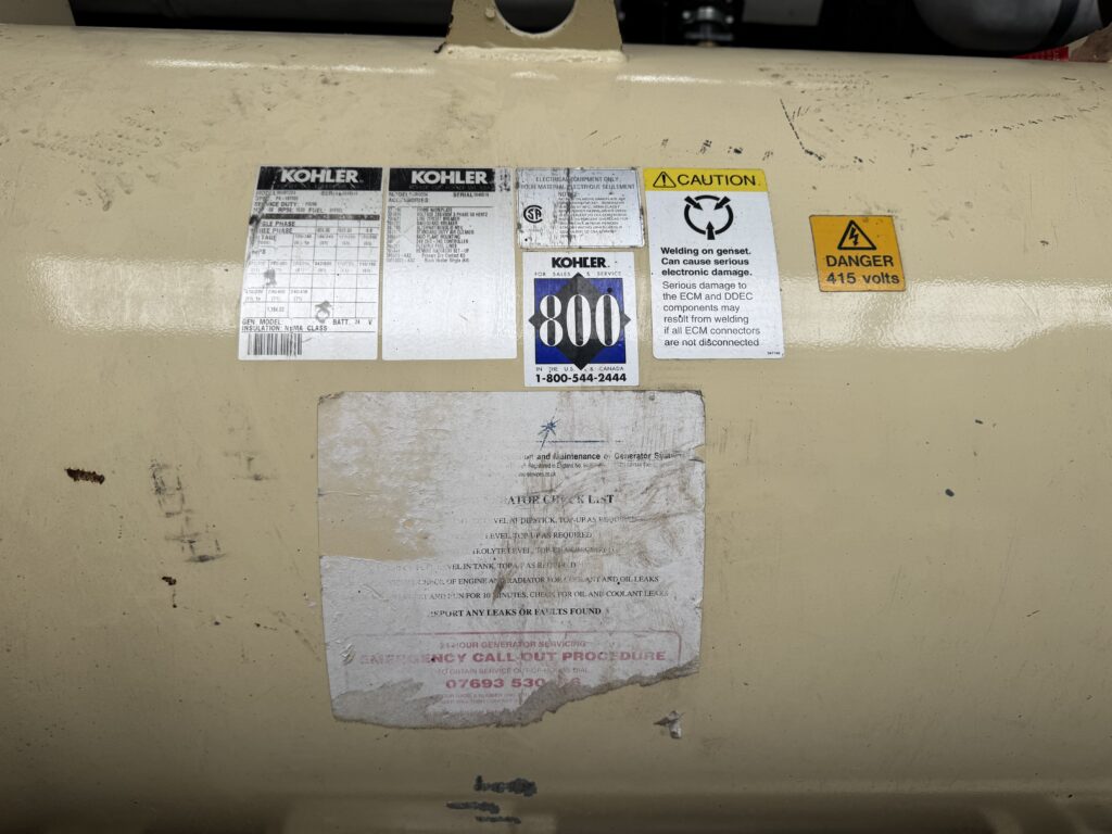Used MTU 16V-2000 / KOHLER DIESEL GEN.SET 820 KVA