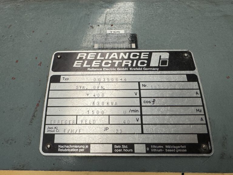 Used 1991 MWM TBD 604-BL6 / RELIANCE DIESEL GEN.SET 630 KVA