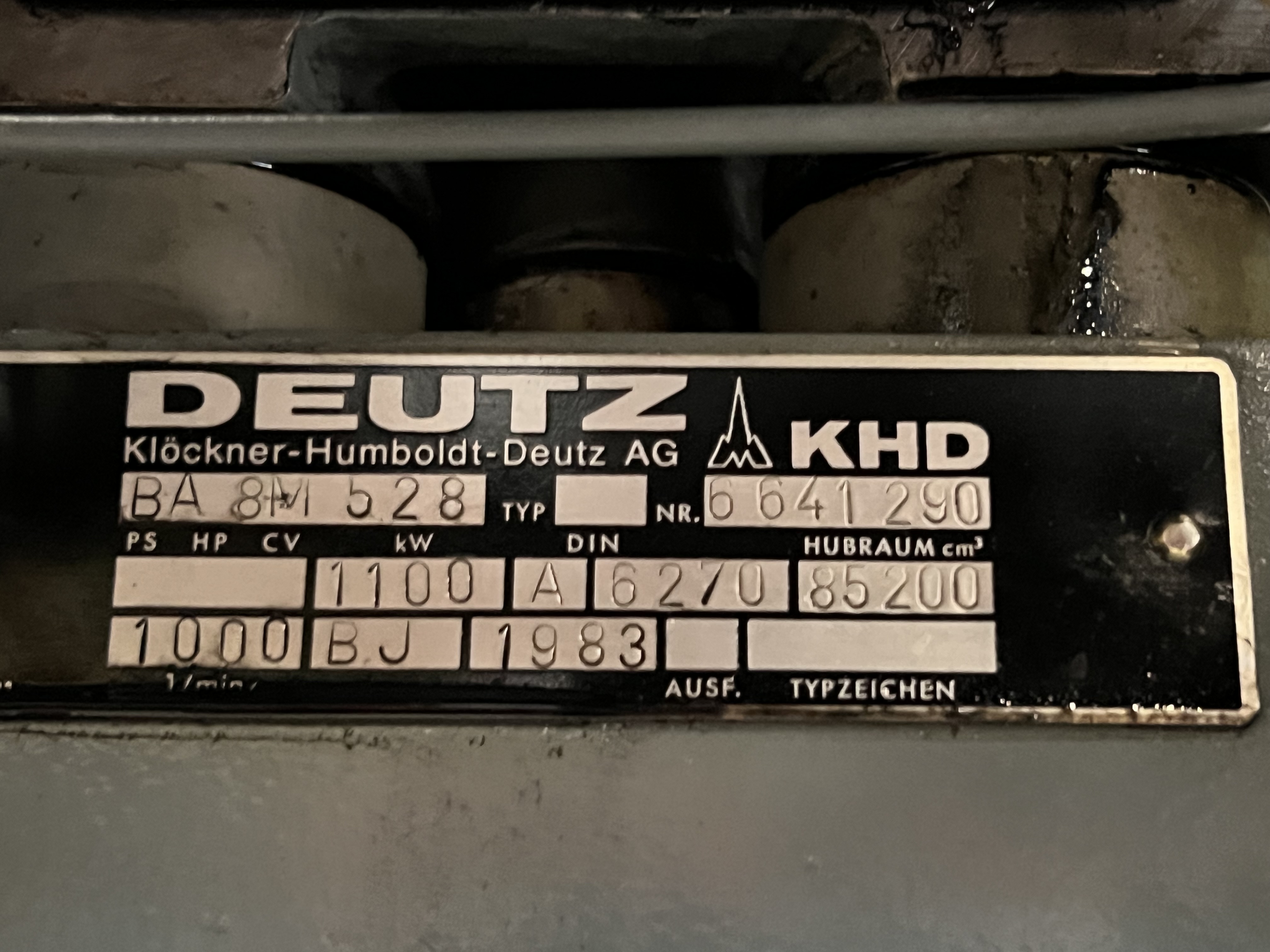 Used 1983 DEUTZ BA8M528 / BBC GEN SET 1200 KVA