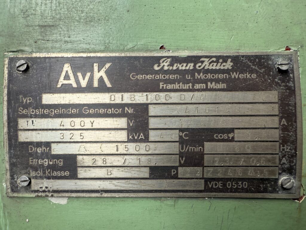 Used DEUTZ BF12M716 / A.VAN KAICK DIB 100D.4 - 325 KVA