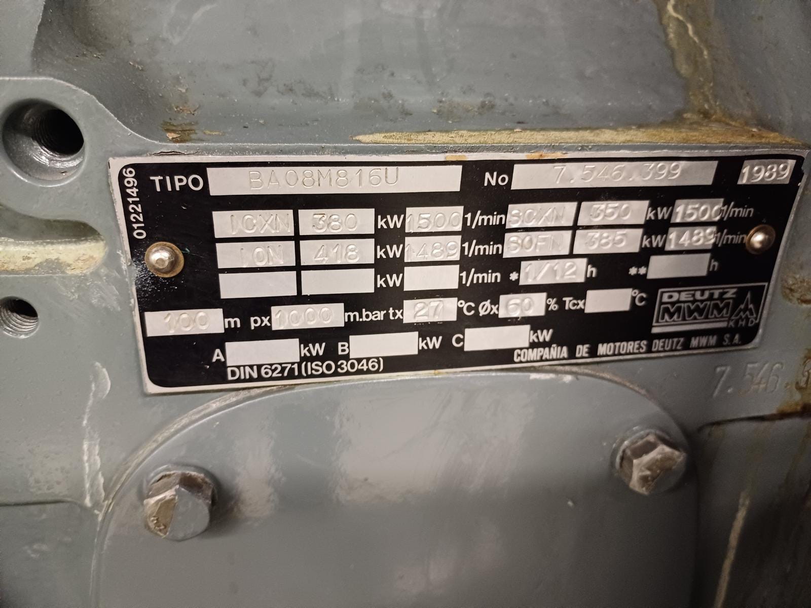 Used DEUTZ BA8M 816U / ANTON PILLER DIESEL GEN. SET 400 KVA