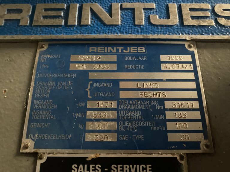 Used 1999 REINTJES WAF 3455 GEARBOX