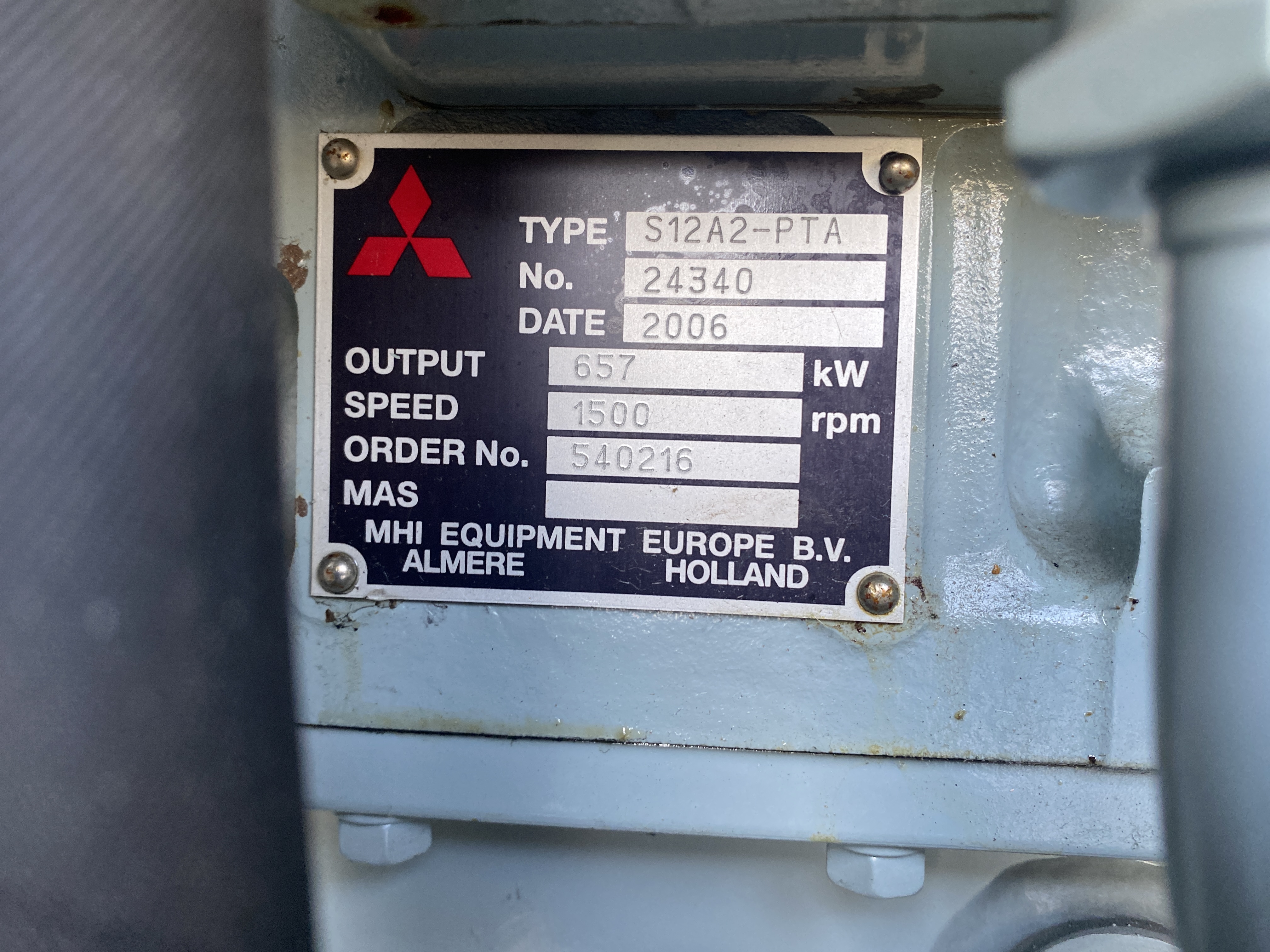 Used 2009 Mitsubishi S12A2-PTA / Stamford Gen set 810 KVA