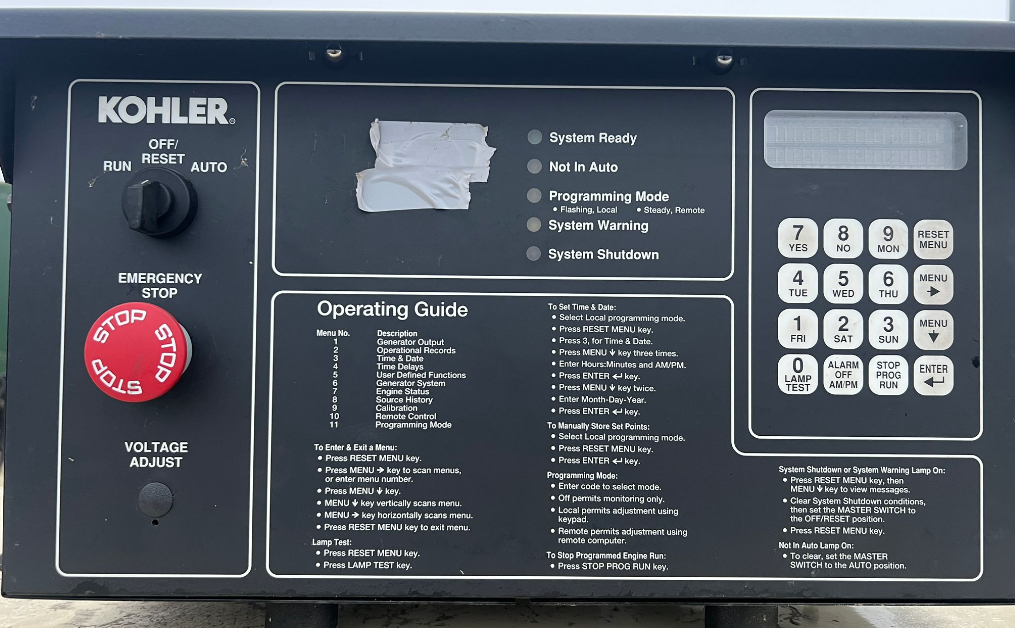 Used MTU 16V2000 / KOHLER DIESEL GEN.SET 820 KVA