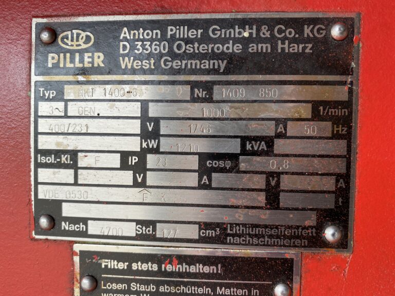 Used 1984 MAK 6M282 GEN.SET 1210 KVA