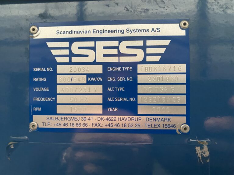 Used 2000 DEUTZ TBD 616-V16 / STAMFORD DIESEL GEN.SET 800 KVA