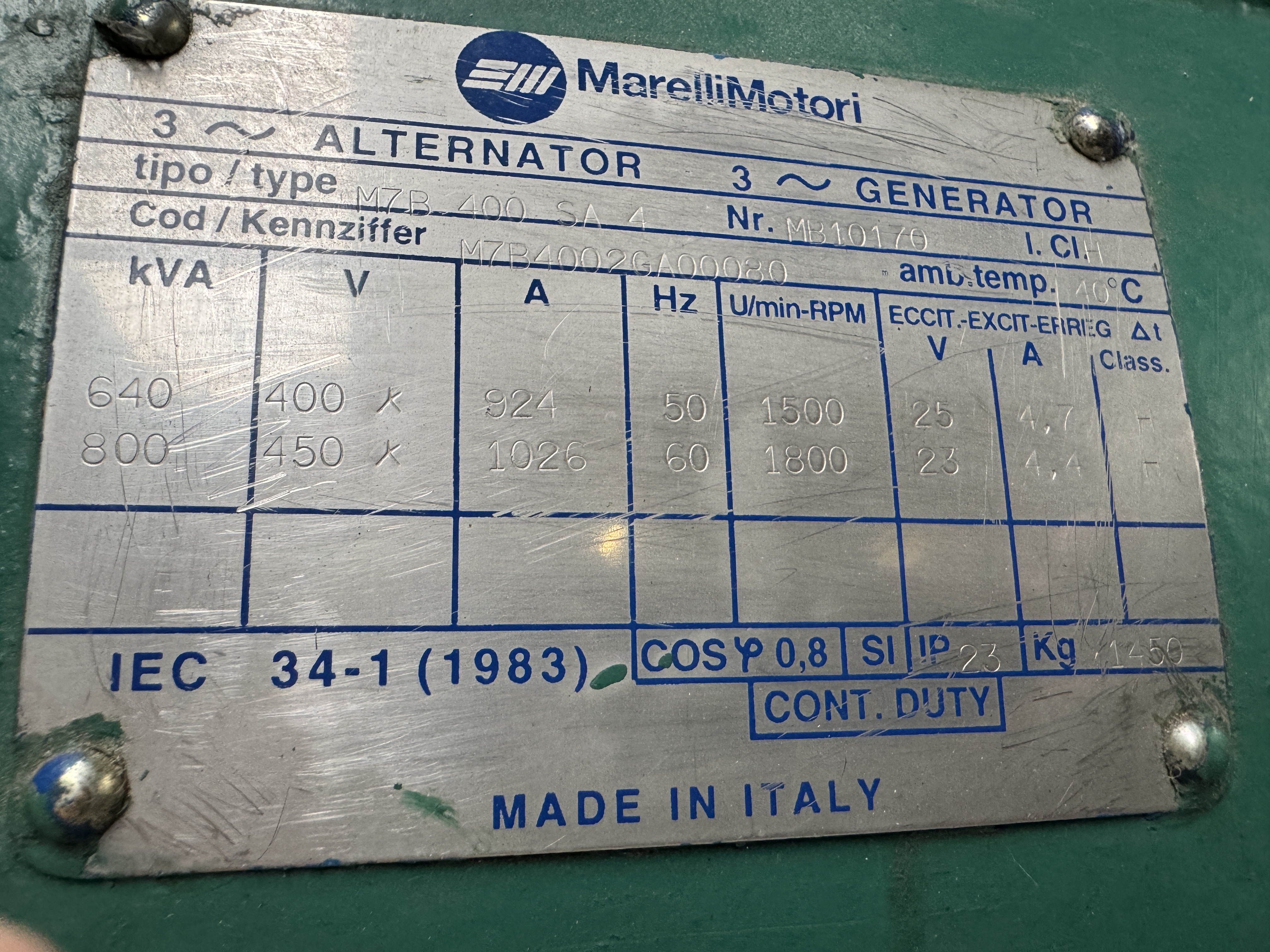 Used VOLVO TWD1630G / MARELLI DIESEL GEN.SET 470 KVA