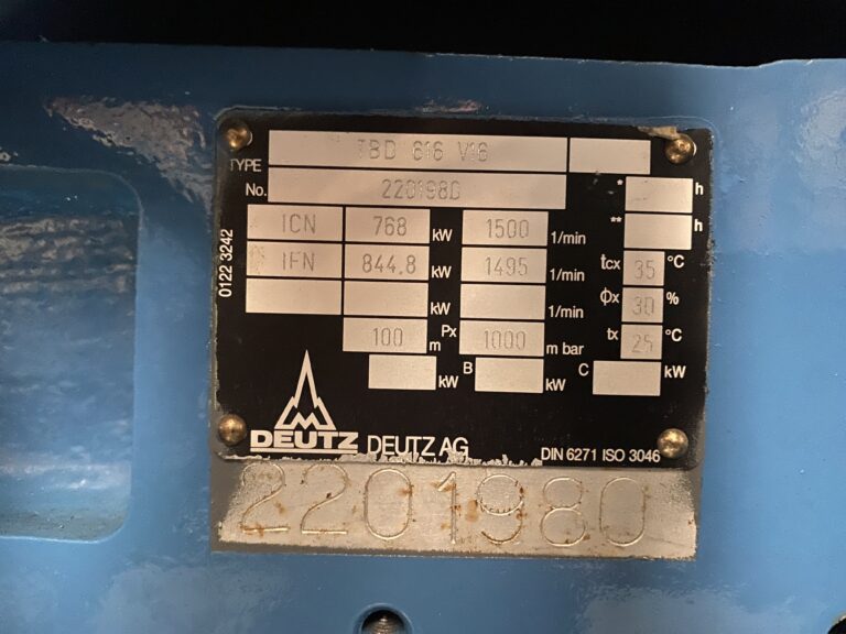 Used 2000 DEUTZ TBD 616-V16 / STAMFORD DIESEL GEN.SET 800 KVA