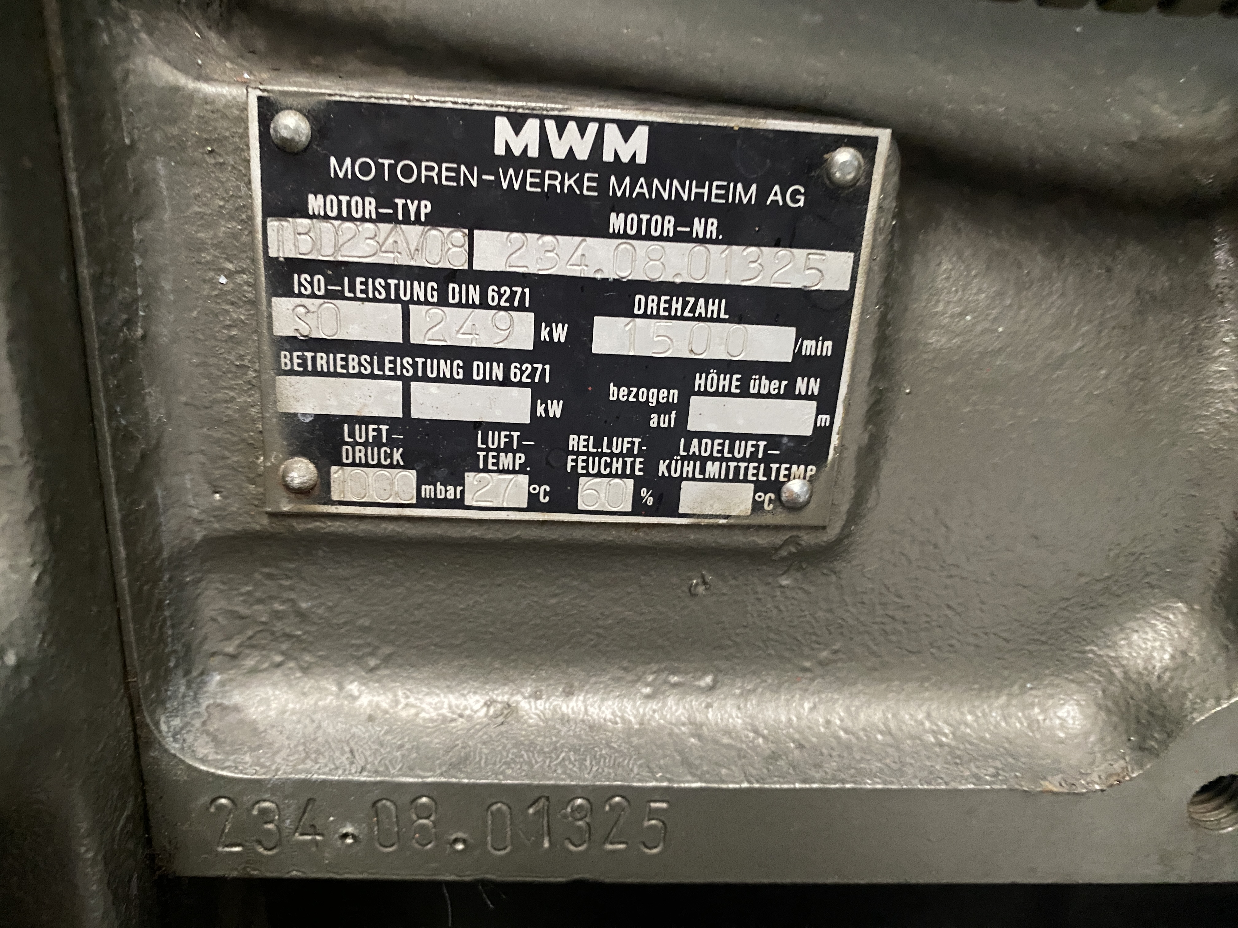Used 1985 MWM TBD 234-V8 / A.VAN KAICK GEN.SET 280 KVA