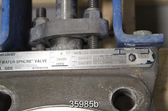 Used Neles Jamesbury 6" Hand Operated Wafer Sphere Butterfly Valve, 515L 11 3600 MT #35985