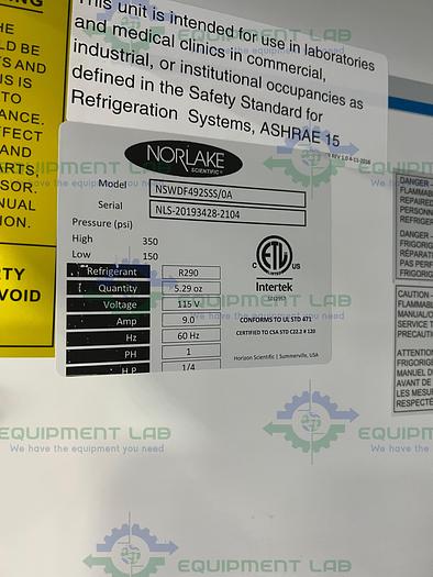 Used Norlake  NSWDF492SSS/0A White Dimond Series Auto Defrost Freezer 25°C, 49 CU. FT.