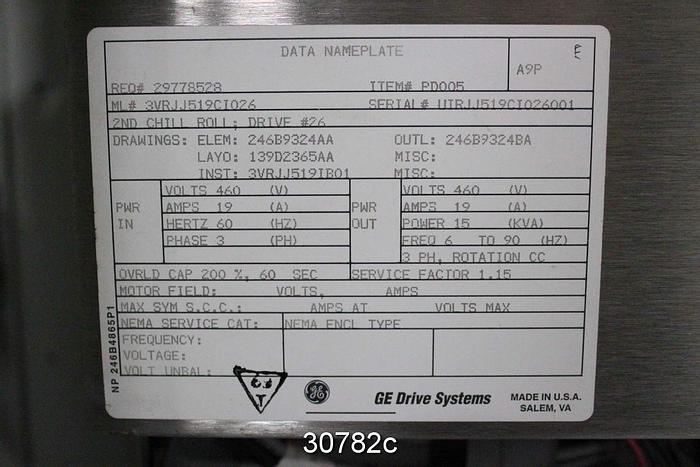 Used General Electric AC2000 Adjustable Speed Drive 3VRJJ519CI026 #30782