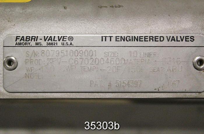 Used Fabri FV-C6702004600 10"Air Operated Knife Gate Valve #35303