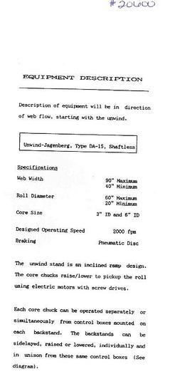 Used Jagenberg VARI-STEP 30 Two-Drum Winder, 2400 Mm Nominal Trim Width, 2000 Fpm, 100 Mm/3.94" Min. Slitting Width, (5) Jagenberg Shear Cut 200Mm Top Slitters, 3.94" Min Slitting Width, 24" Dia X 100.4" Face Back Drum, #20599