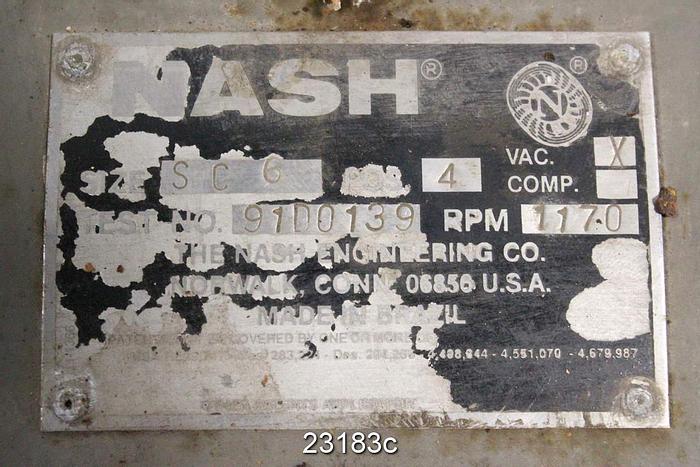 Used Nash SC6 Vacuum Pump, Pos 4, Rpm 1170, Iron #23183