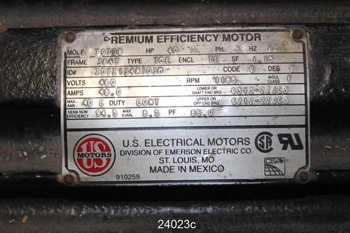 Used Us Motor 7979B Motor, 40Hp, 1185Rpm, 460V, 364T Frame #24023