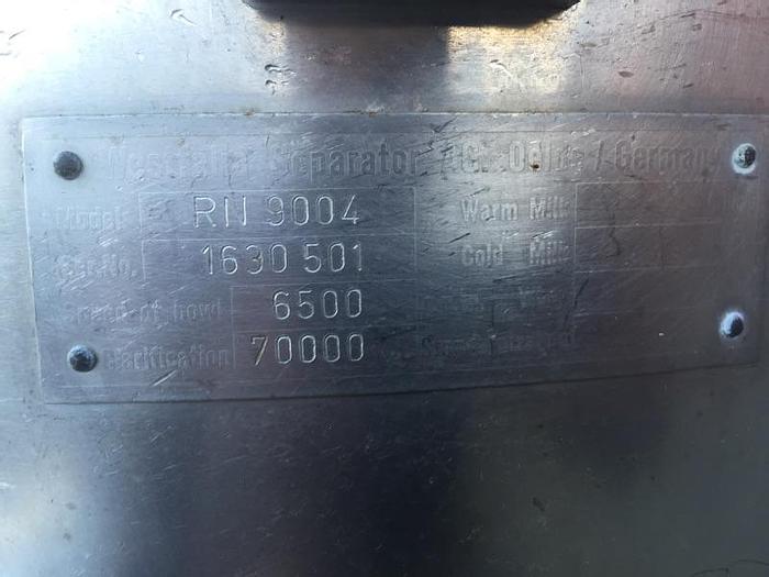 Used Centrifuge, Disc, Batch, Solid Wall, Westfalia, RN-9004, S/st #S202905