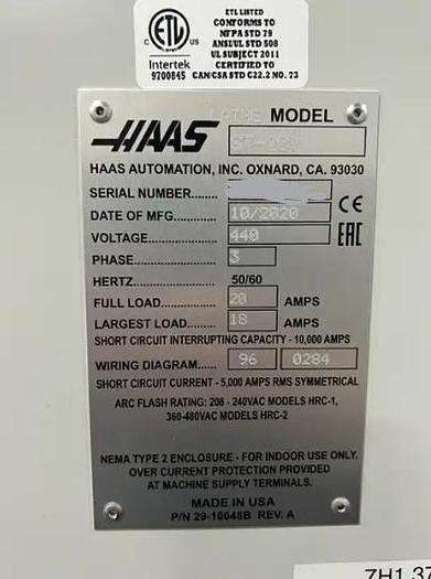 Used 2020 HAAS ST-20Y CNC Turning Center with Y-Axis/Live Tooling/Bar Feeder