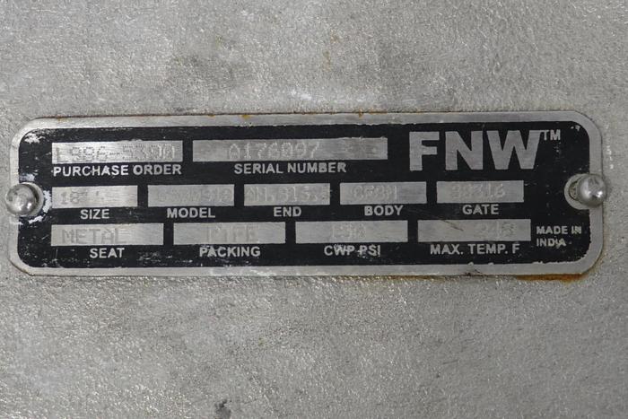 Unused FNW 18" Air Operated Knife Gate Valve #44132