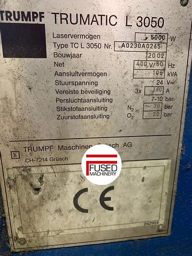 Gebruikt 2002 TRUMPF Trumatic L3050 5KW
