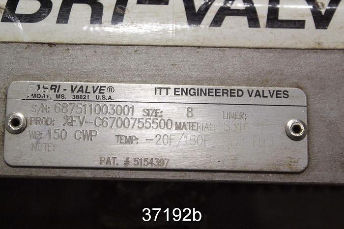 Used Fabri 8" Hand Operated Knife Gate Valve, FV-C6700755500 #37192