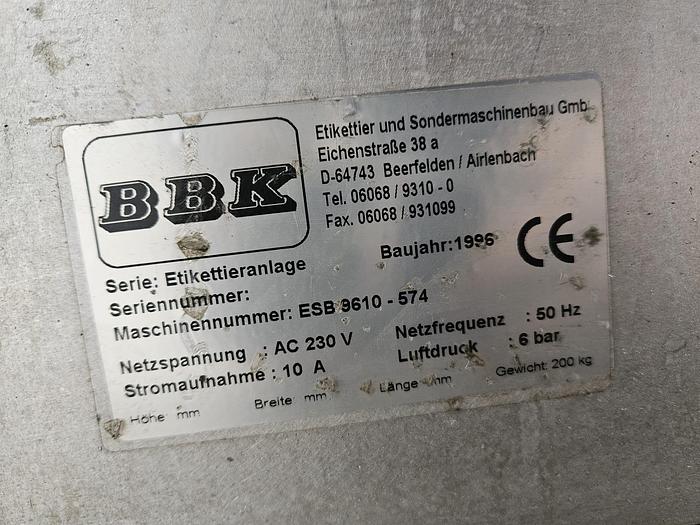 Used BBK Single Sided Wrap Labeller