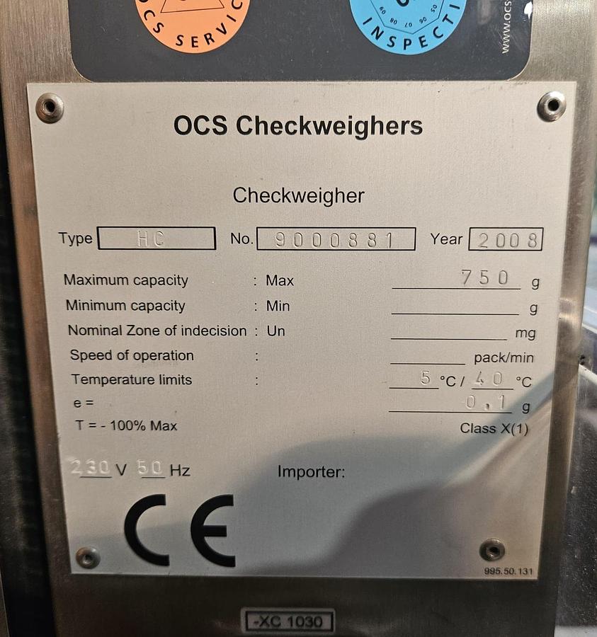 Used OCS HC Checkweigher
