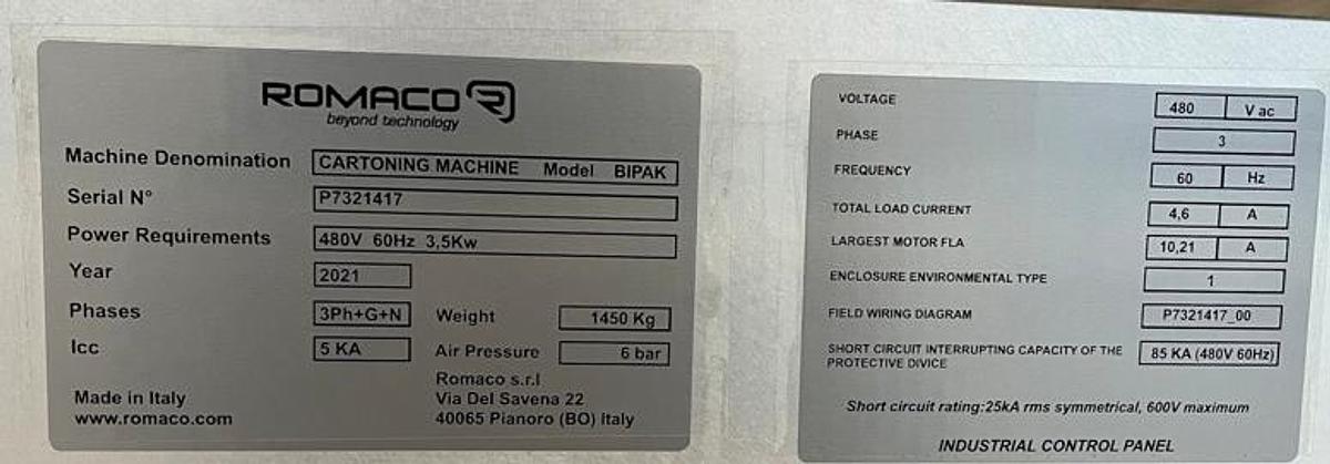 Romaco Promatic BIPAK Vertical Cartoner