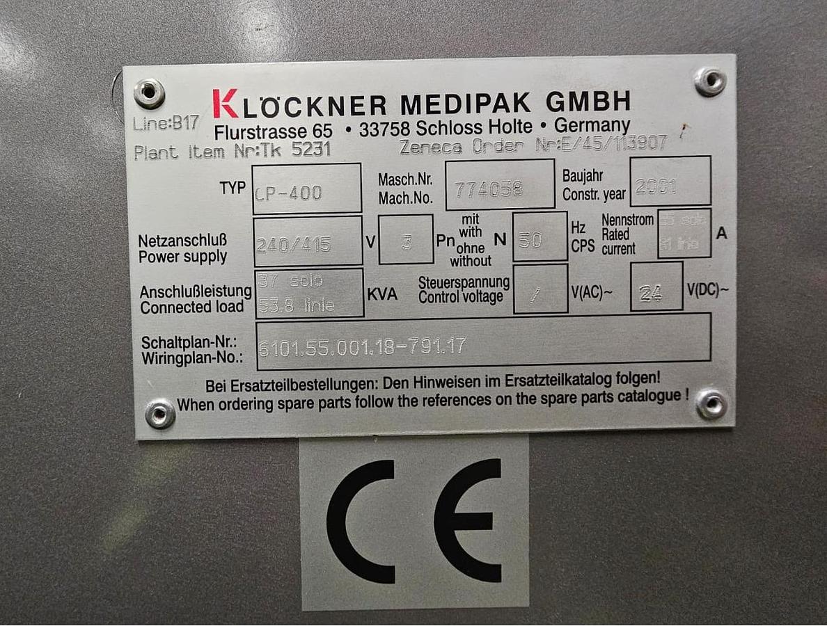 Used Mediseal Klöckner Medipak CP-400/P-3000 Blister Packing Line