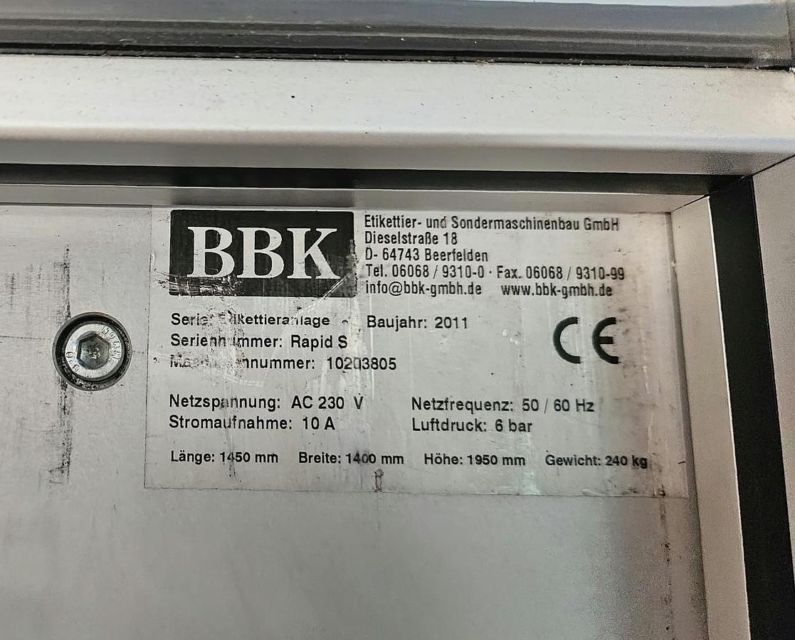 Used BBK Rapid S Pick & Apply Labeller