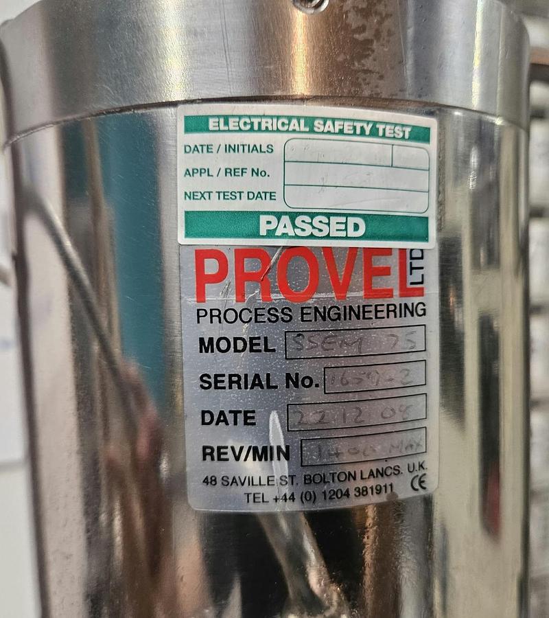 Used Provel SSEM-75 Tablet Film Coating Mixer Vessel & Lifting Hoist