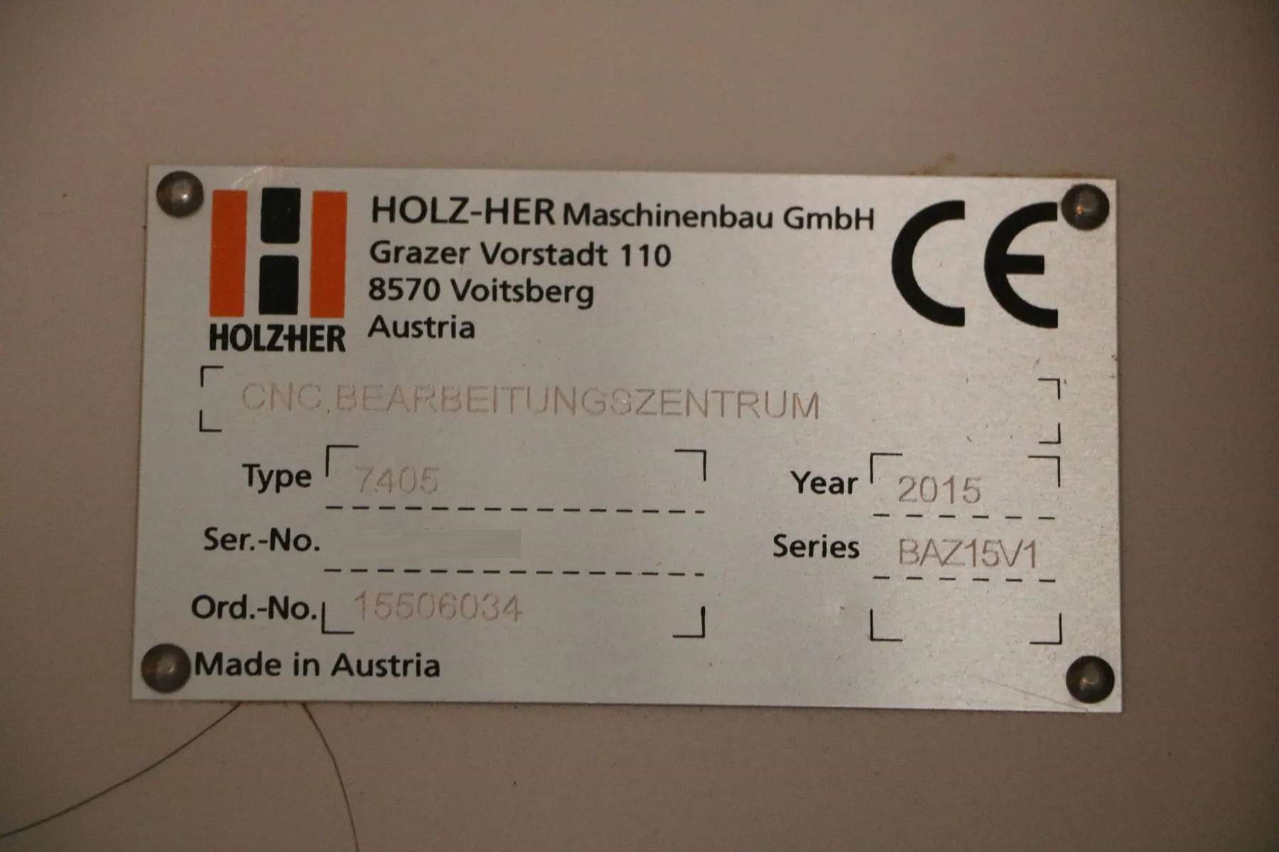 Used Holzher evolution 7405 - CNC Machining center - 2015