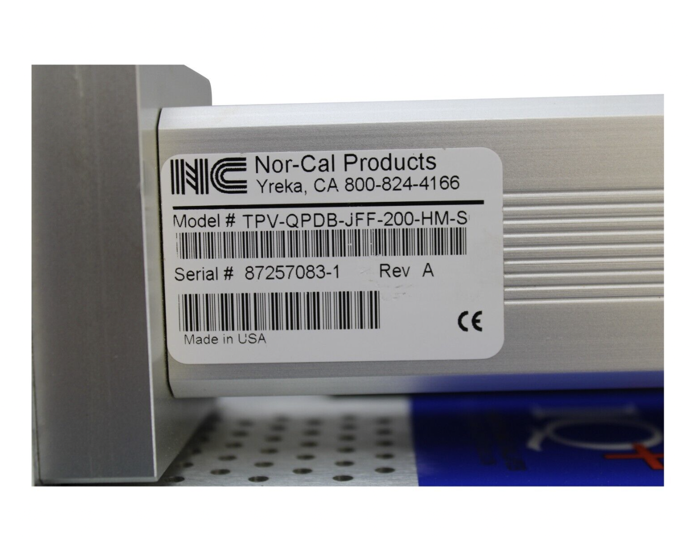 Used Intellisys NOR CAL PRODUCTS TPV-QPDB-JFF-200-HM-S ANODIZED PRESSURE CV REV A