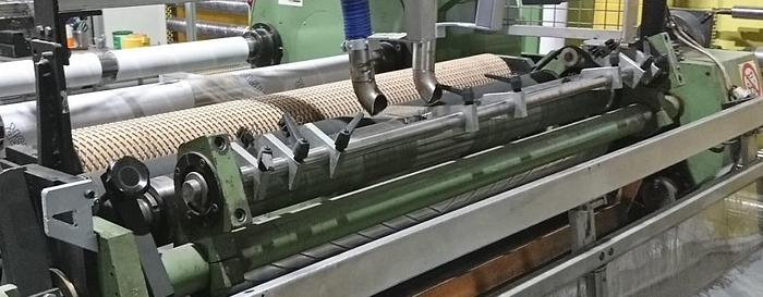 Used TECNICOL SLITTER- Non Stop two-shaft revolver turreting