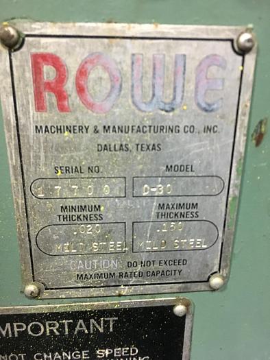 Used 30" Rowe Coil Straightener