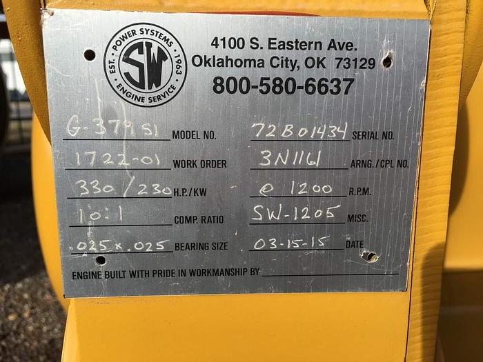 Used Caterpillar G379SI NAHC Industrial Natural Gas Engine