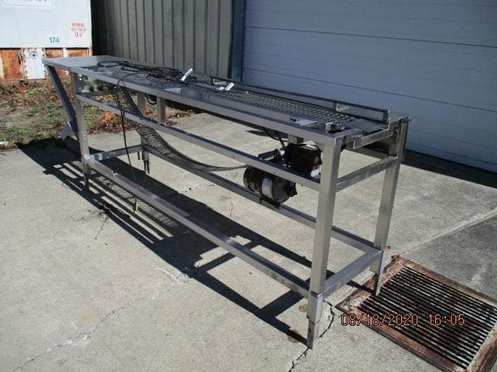 Used Conveyor w/Work Station; 6"Wx7.5'L; Wire Mesh