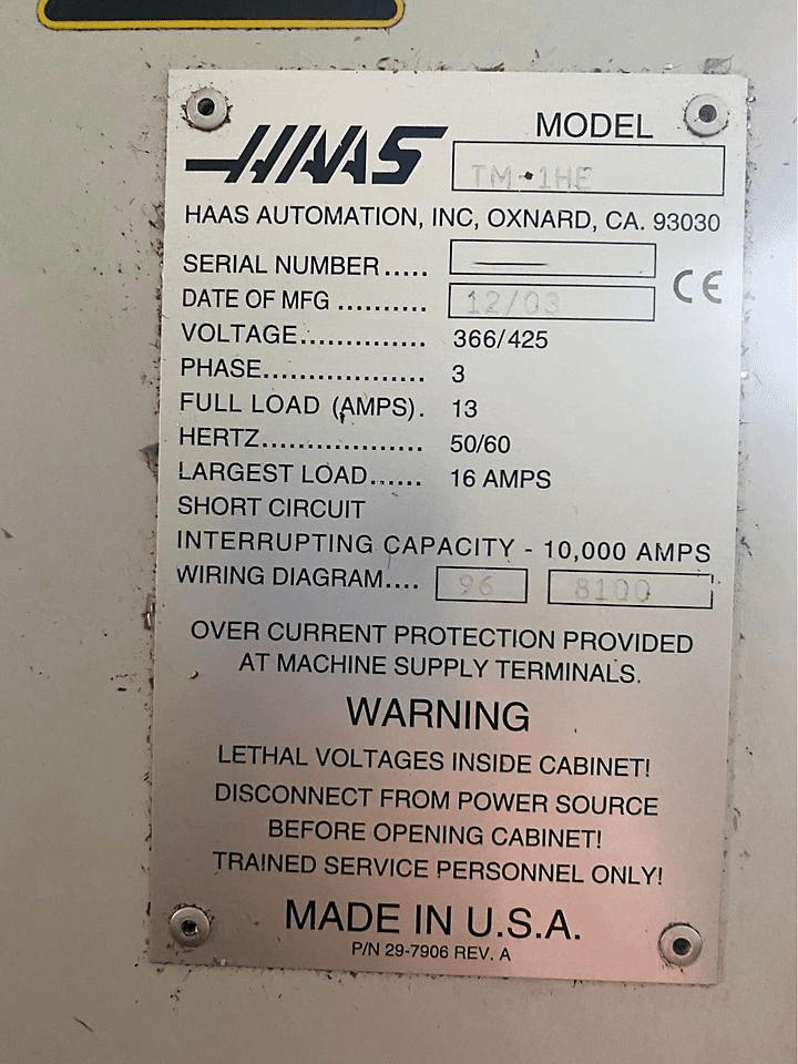 Used Haas TM-1HE - CNC Milling - 2003