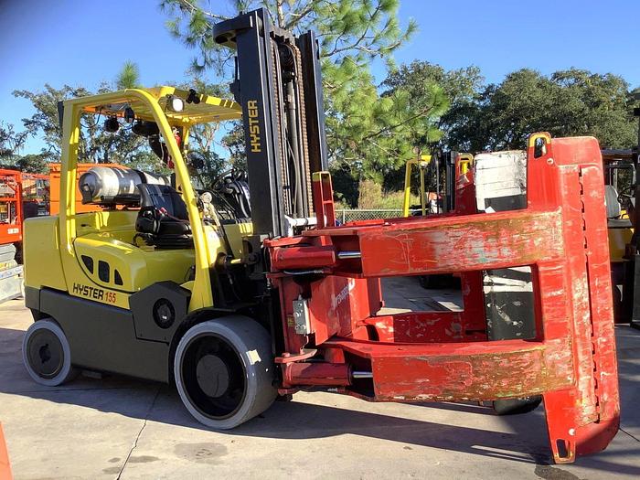 Used 15,500 POUND HYSTER S155FT ROLL CLAMP FORKLIFT WITH 84" BOLZONI PAPER CLAMP 2014