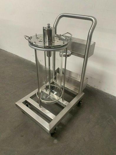 Used Applikon 30 Liter Glass Reactor w/ Stainless Steel Rolling Cart