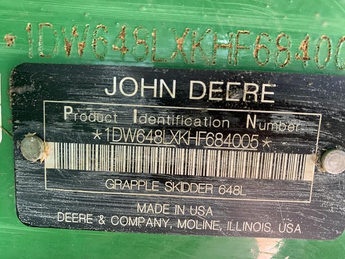 Used 2018 John Deere 648L Grapple Skidder