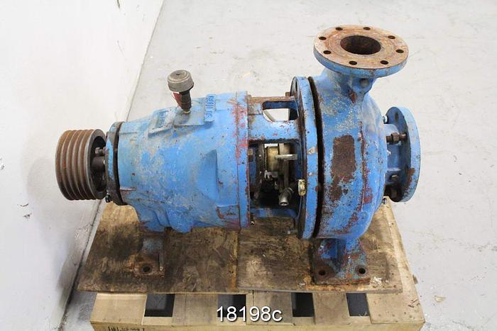 Used Goulds 3175 Pump, 4X6X14, 2-Vane Impeller, 11" Impeller Diameter, Ductile Iron Casing, Ductile Iron Suction Side Plate, Ductile Iron Stuffing Box, Stainless Steel Impeller, Packing #18198