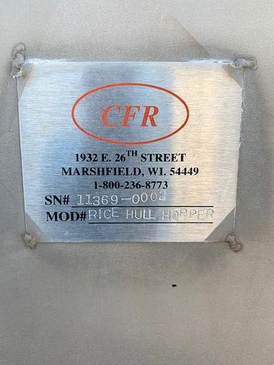 Used CFR-Rice Hull Hopper Tank 36 Cu Ft.